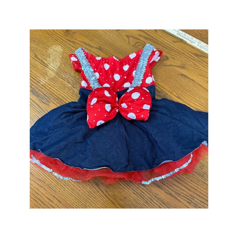 A Wish Come True Choo Choo Ch Boogie Dance Costume Red Blue Polka Dot Sequin XSC